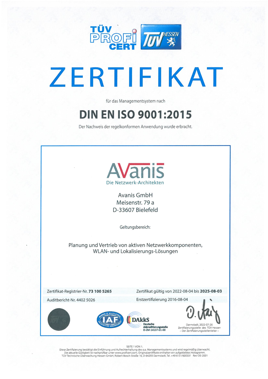 DIN EN ISO 9001:2015 certificate