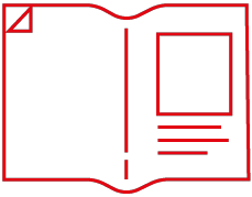 Graphic of an open catalog - Product catalog