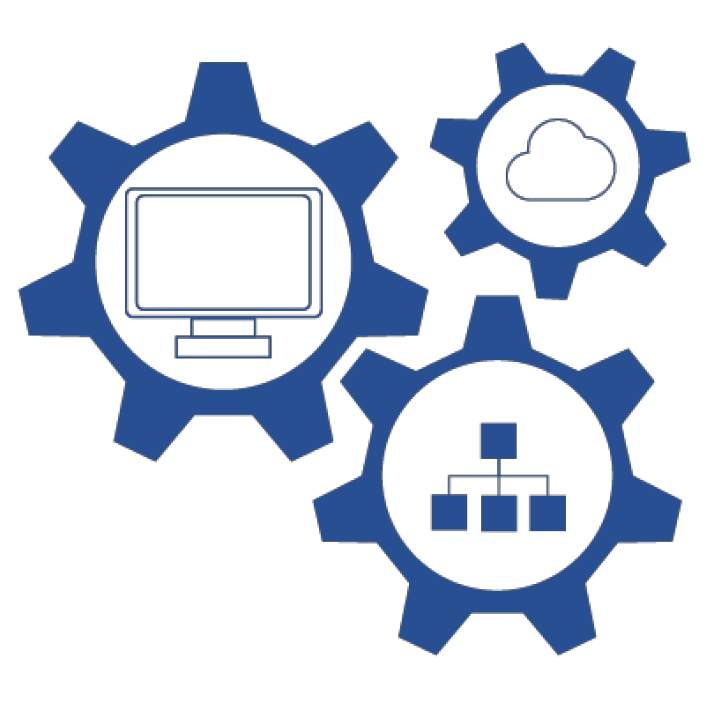 Various network components represented by gears