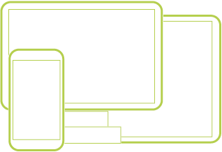 Illustration of several devices - smartphone, tablet, monitor