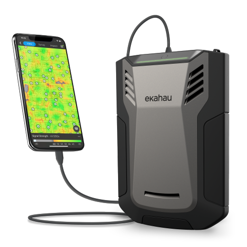 Ekahau Sidekick 2 connected to an iPhone