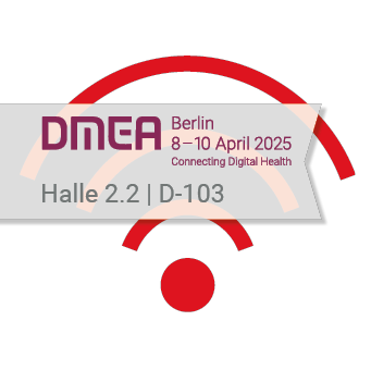 WLAN icon with advertisement for the DMEA trade fair 2025