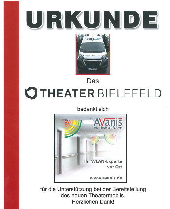 Certificate supporting the new theater mobile